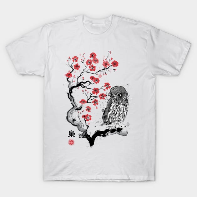 Fukurō sumi-e T-Shirt by DrMonekers